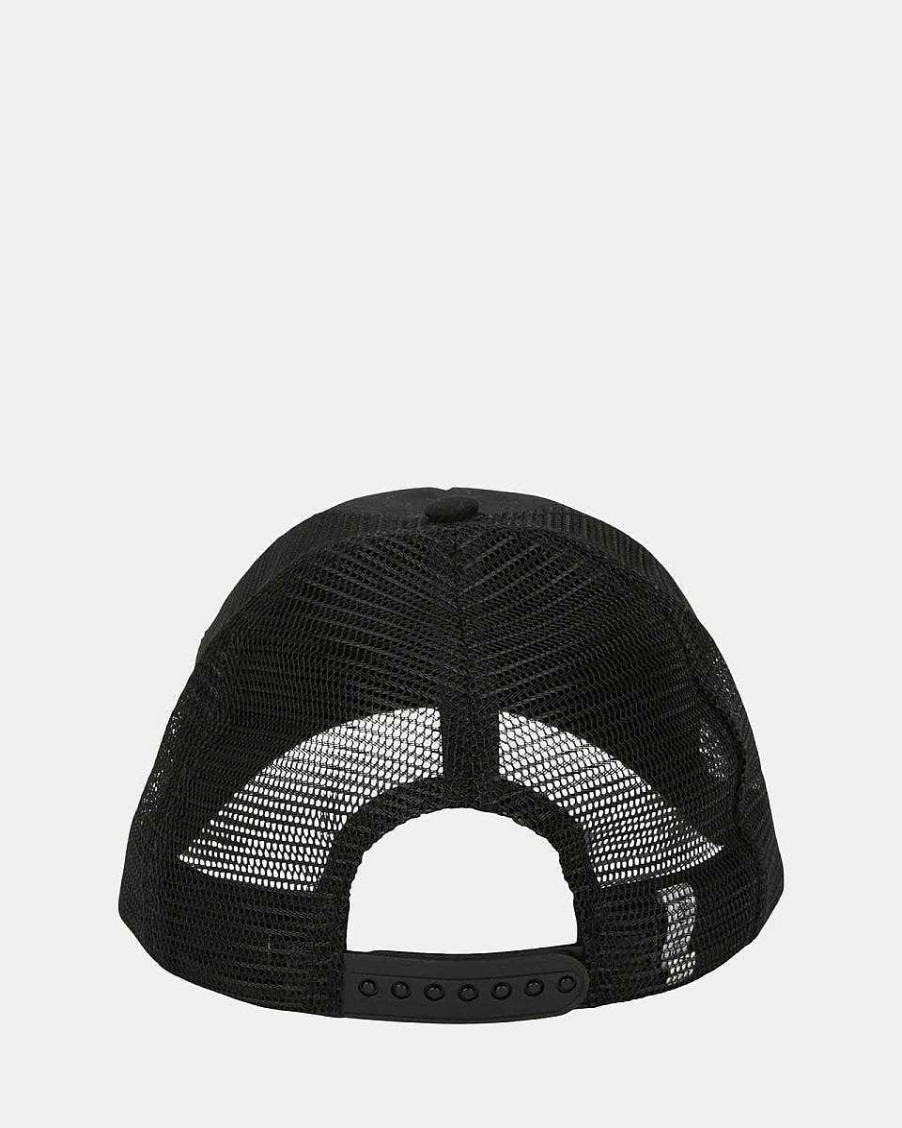 Men Vision of Super Accessories | Black Cap With White Embroidered Flames