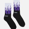 Men Vision of Super Socks | Purple Double Flames Socks