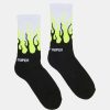 Men Vision of Super Socks | Yellow Fluo Double Flames Socks