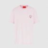 Men Vision of Super T-Shirts | Pink T-Shirt With Embroidered Flaming Heart