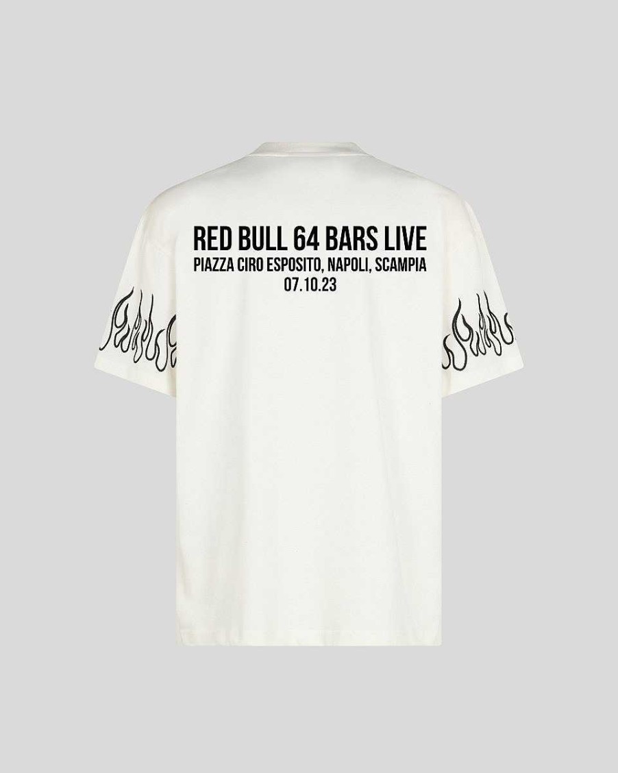 Men Vision of Super T-Shirts | White T-Shirt With Red Bull 64 Bars Print