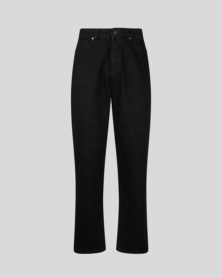 Men Vision of Super Pants | Black Denim Pants With "Super" Graphics