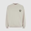 Men Vision of Super Sweatshirts | London Fog Crewneck With Embroidered Flaming Heart