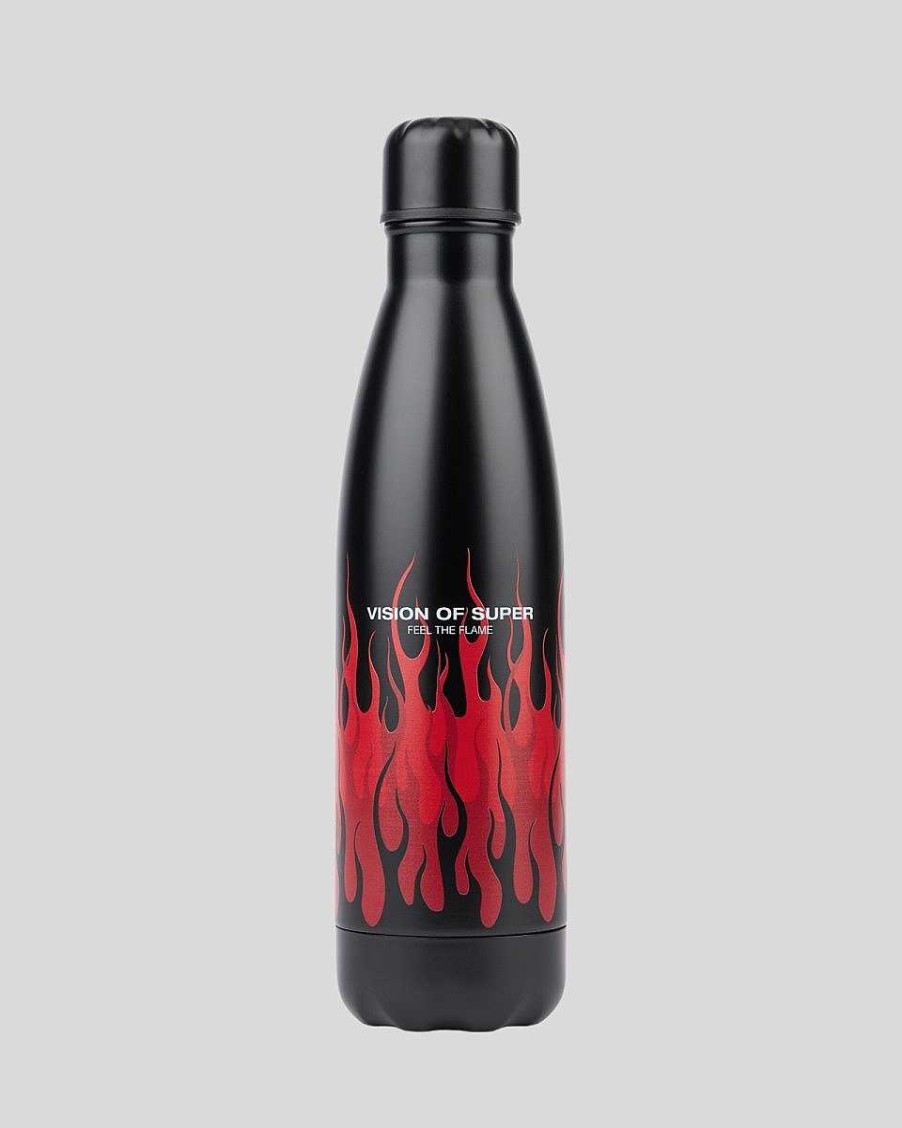 Men Vision of Super Accessories | Black Bottle With Triple Flames And Logo Print