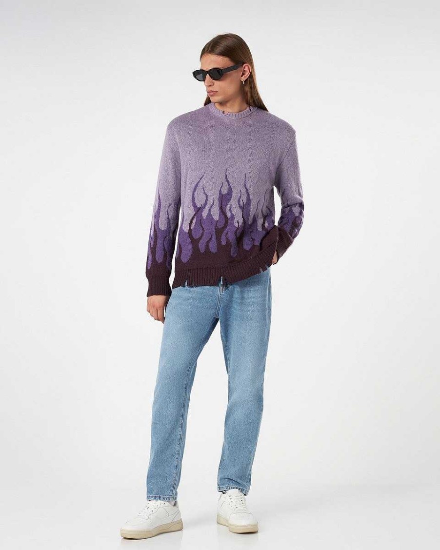 Men Vision of Super Jumpers | Purple Jumper With Double Flames