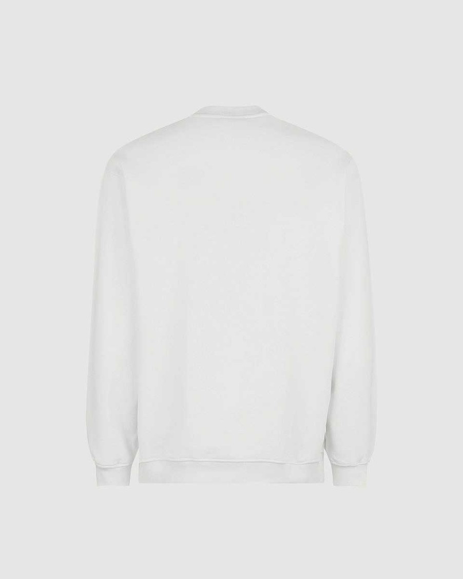 Men Vision of Super Sweatshirts | Off White Crewneck With Embroidered Flaming Heart