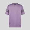 Men Vision of Super T-Shirts | Purple T-Shirt With Black Racing Flames