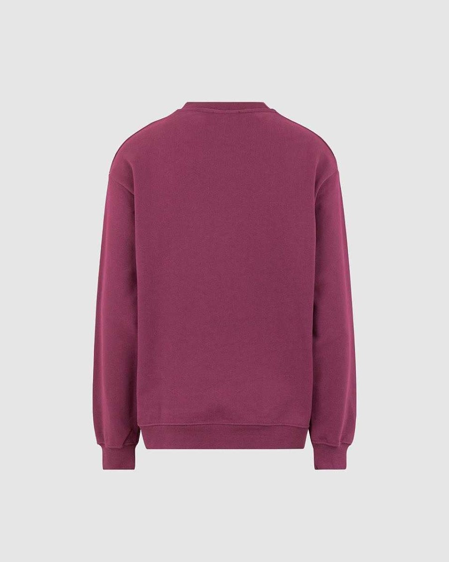 Men Vision of Super Sweatshirts | Grape Wine Crewneck With Embroidered Logo