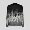 Men Vision of Super Jumpers | Black Jumper With Grey Double Flames