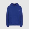 Men Vision of Super Sweatshirts | Blue Hoodie With Embroidered Flaming Heart