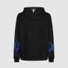 Men Vision of Super Sweatshirts | Black Zip Hoodie With Blue Flames