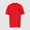 Men Vision of Super T-Shirts | Red T-Shirt With Embroidered Flaming Heart