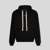 Men Vision of Super Sweatshirts | Black Hoodie With Black Embroidered Flames