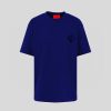 Men Vision of Super T-Shirts | Blue T-Shirt With Embroidered Flaming Heart