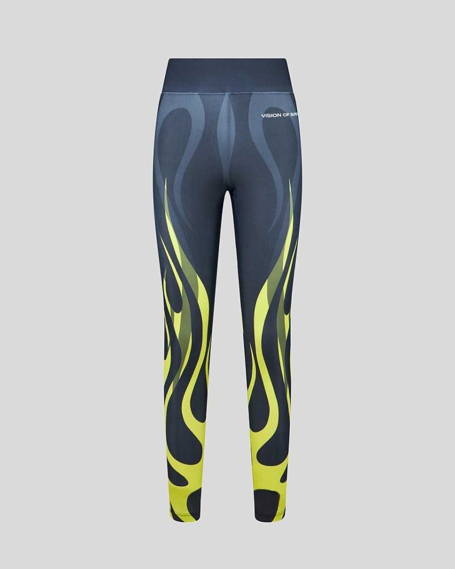 Woman Vision of Super Clothes Pants | Black Leggings With Multicolor Tribal Flames