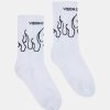 Men Vision of Super Socks | White Socks With Black Outline Flames