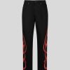 Men Vision of Super Pants | Black Jeans With Red Flames