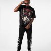 Men Vision of Super T-Shirts | Black T-Shirt With Dancing Skeletons Graphics